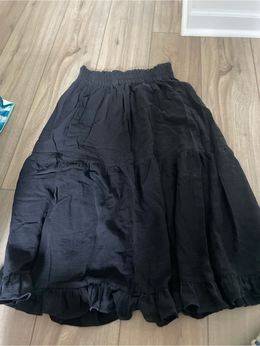 Bogner Black Tiered Maxi Skirt with Smocked Waist